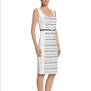 WHBM Size 0 Sleeveless Sheath Dress W Tweed Detail